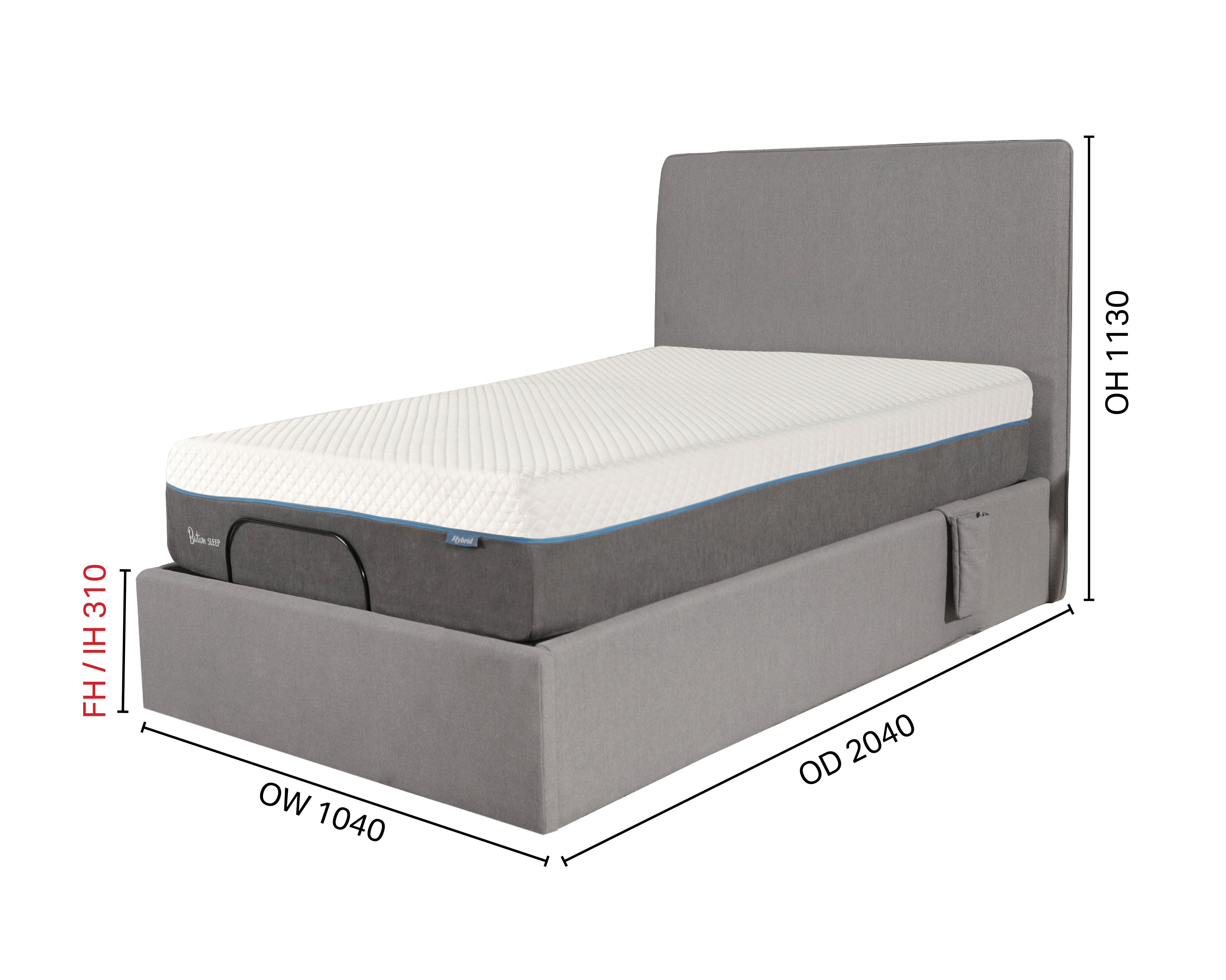 Benita Adjustable Bed Frame + Full board – Single
